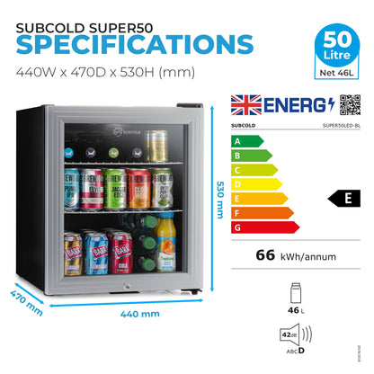 Subcold Super 50 LED Beer Fridge - Silver