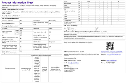 Subcold Super 35 LED Beer Fridge - Silver | Refurbished